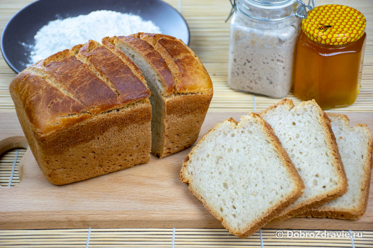 Пшеничный белый хлеб на ржаной закваске в домашних условиях - пошаговый рецепт приготовления с фото