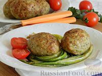 Фото к рецепту: Запечённые мясные котлеты из фарша с брокколи